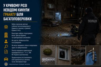 У Кривому Розі невідомі кинули гранату біля багатоповерхівки У Кривому Розі невідомі кинули гранату біля багатоповерхівки