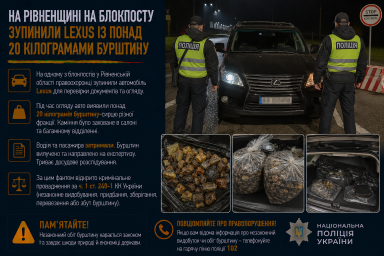 На Рівненщині на блокпосту зупинили Lexus із понад 20 кілограмами бурштину