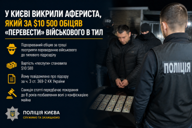У Києві викрили афериста, який за $10 500 обіцяв &laquo;перевести&raquo; військового в тил