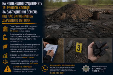 На Рівненщині судитимуть 19-річного хлопця за забруднення земель під час виробництва деревного вугілля