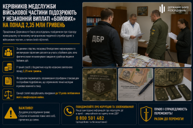 Керівників медслужби військової частини підозрюють у незаконній виплаті «бойових» на понад 2,35 млн гривень Керівників медслужби військової частини підозрюють у незаконній виплаті «бойових» на понад 2,35 млн гривень