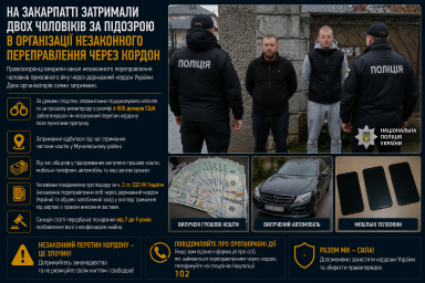 На Закарпатті затримали двох чоловіків за підозрою в організації незаконного переправлення через кордон